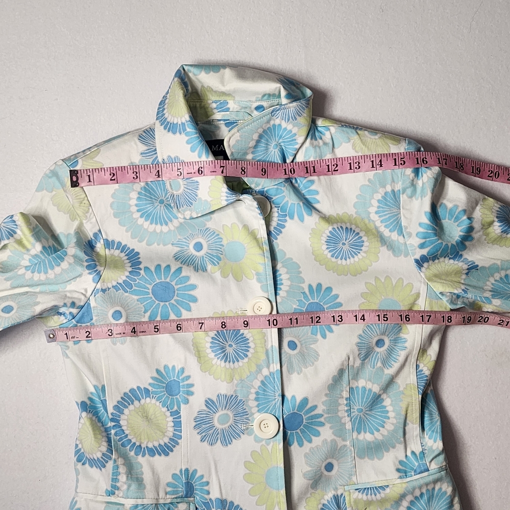 1 Madison Blue Green Floral Trench Coat - Picture 6 of 13